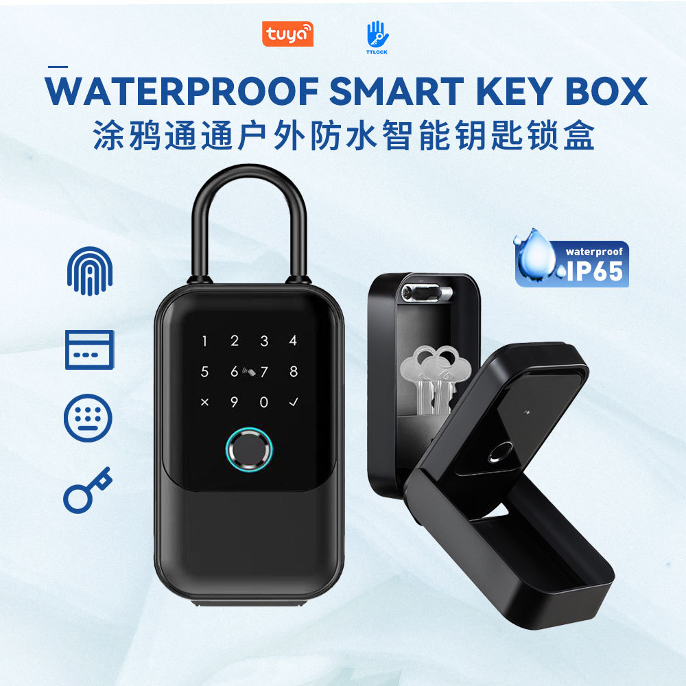 Tongtong Tuya APP Outdoor waterproof smart Key Box Fingerprint Password Card Swiping multi-functional Lock box