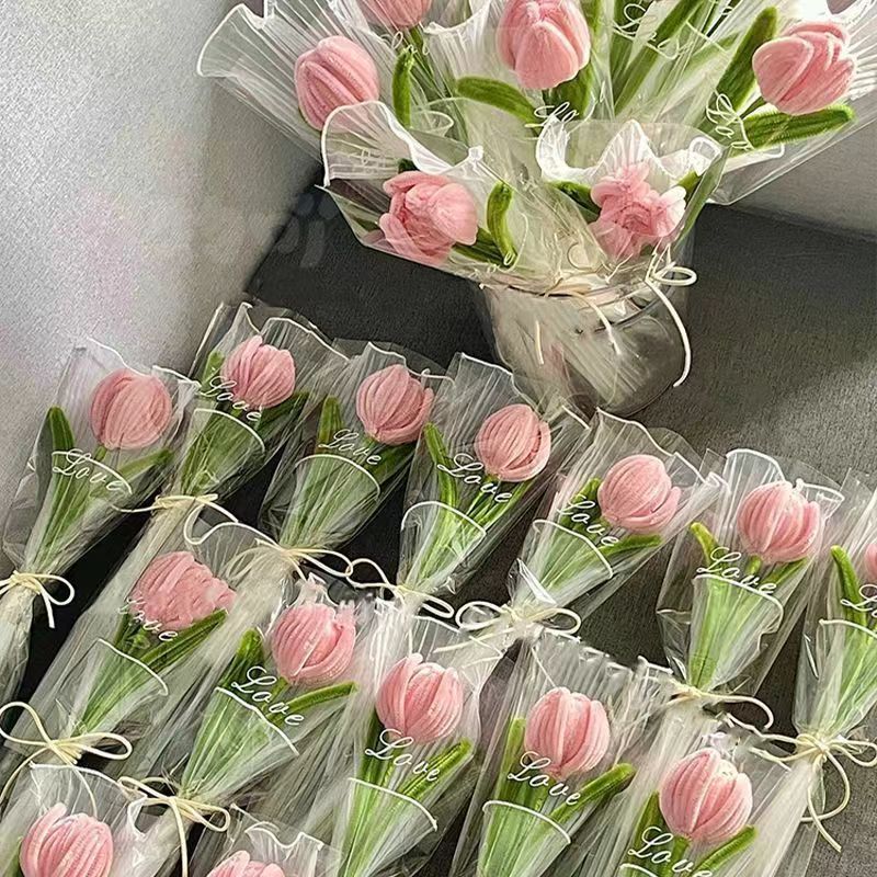 新款diy扭扭棒仿真花束郁金香花材料包手工编织母亲节礼物批发女