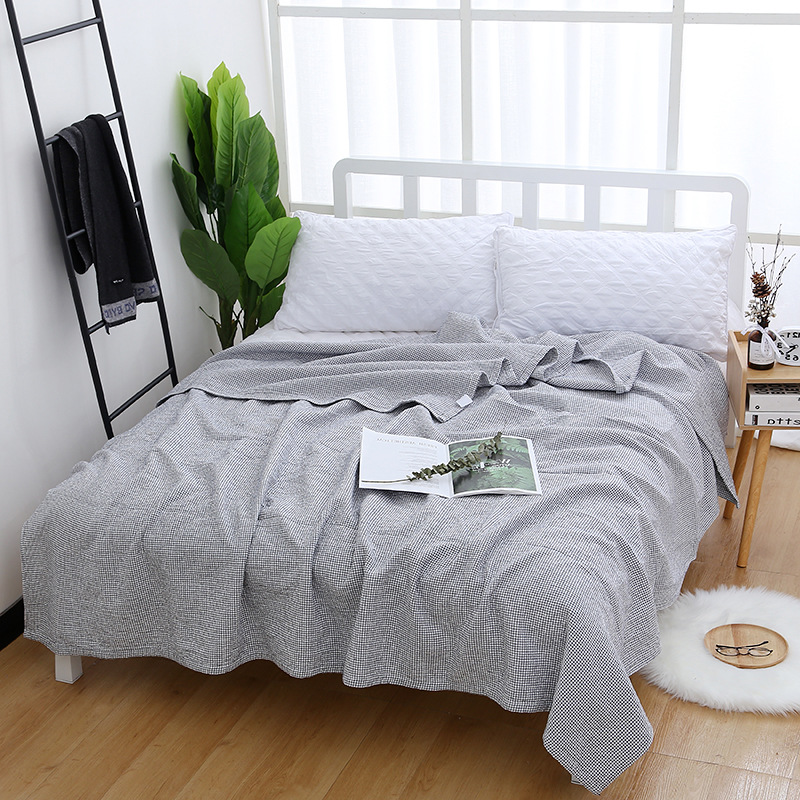 Cotton Toweling With Fine Check Toweling With Washable Single And Double Japanese Blanket Student Bed Sheet Sofa Blanket Application Scenario