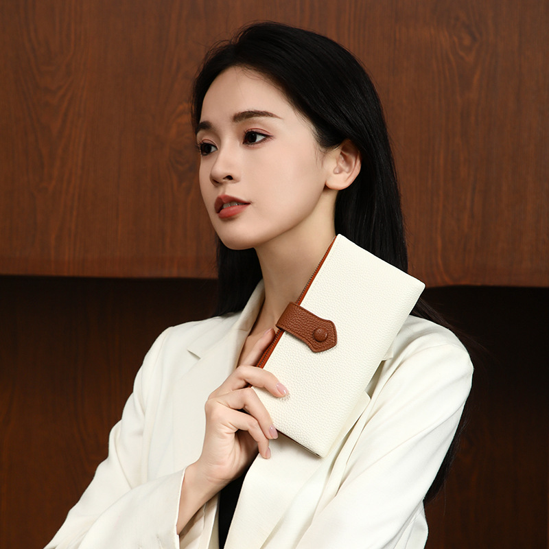 Long pu soft leather wallet, women's second discount, double zipper mobile phone wallet, rfid anti-theft swiping, lychee pattern ID bag Specification image