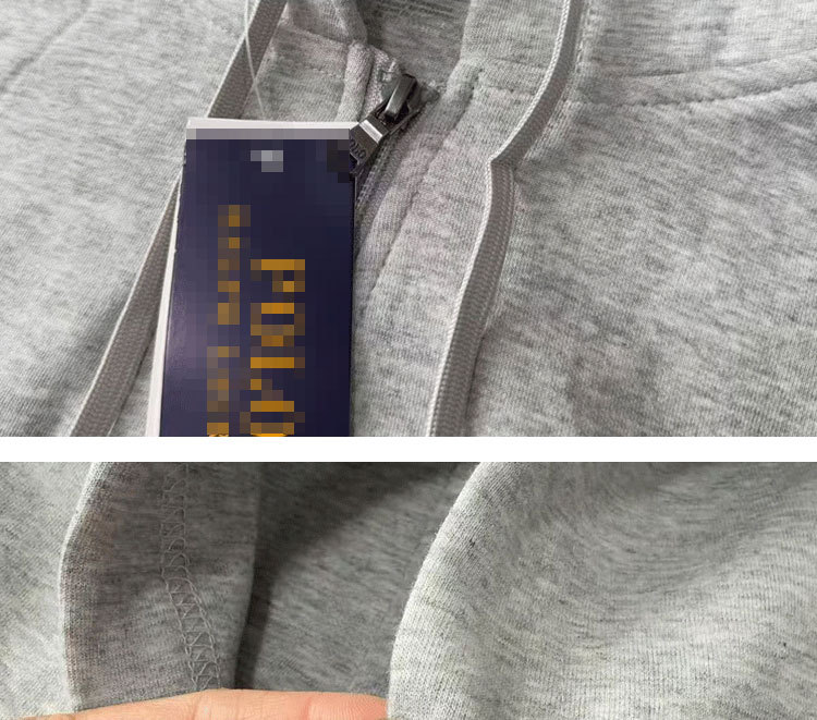 跨境外贸十色拉夫RL基础款小马标刺绣Logo连帽卫衣男女款拉链外套详情12