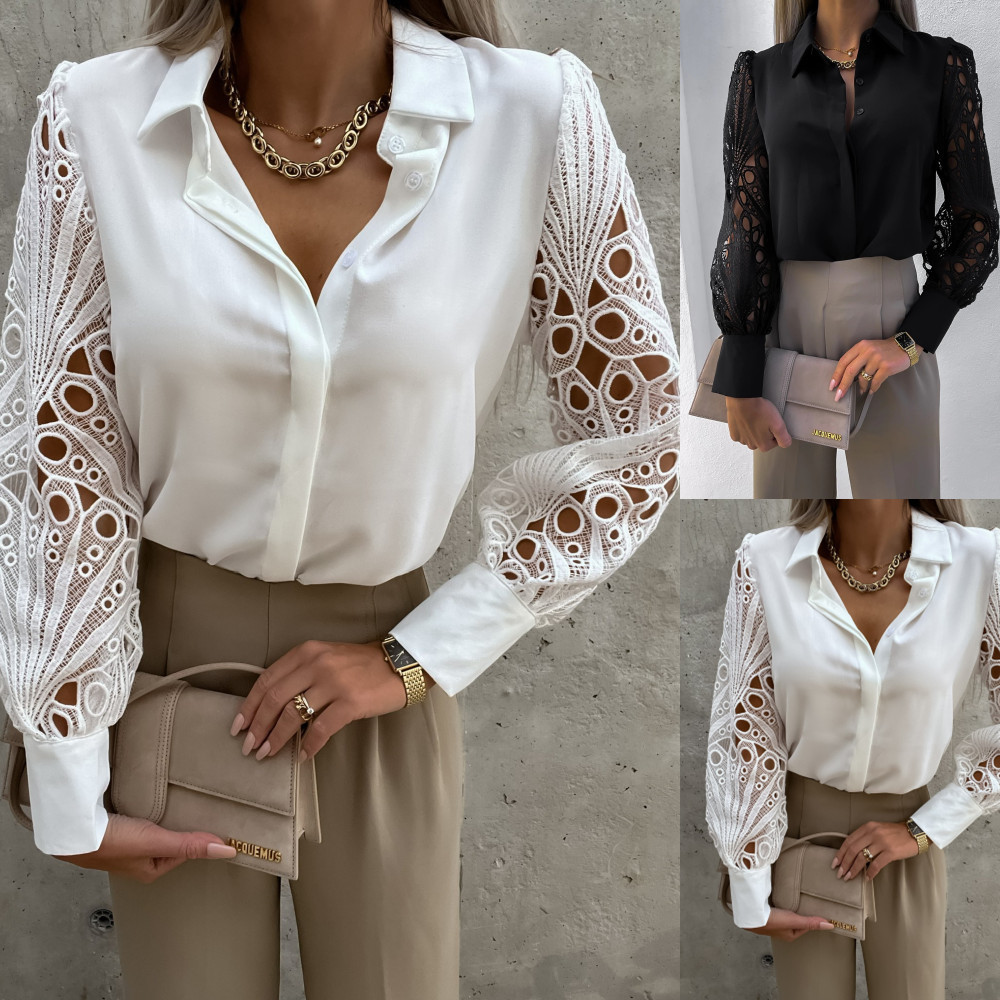 The best-selling women's lace patchwork shirts for Amazon's Spring/Summer 2022 cross-border shopping in Europe and America