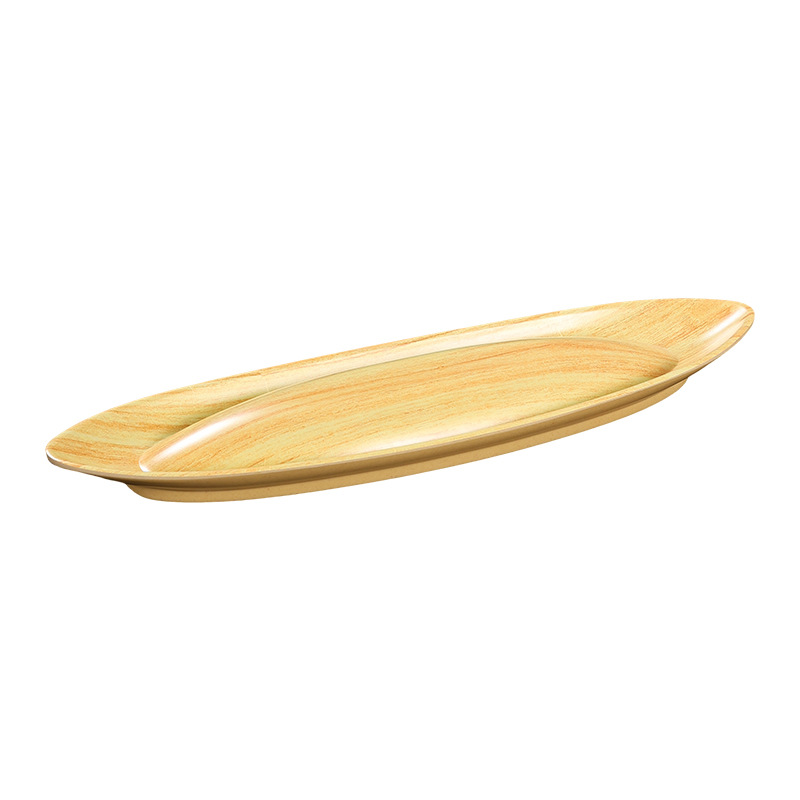 Chao-shan beef hot pot, wood-grain fresh beef plate, boat-shaped long plate, fresh-cut hanging dragon beef plate, commercial melamine tableware Application Scenario