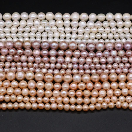 Natural freshwater round AA pearl white powder purple DIY jewelry accessories, handcrafted jewelry necklaces, semi-finished product production and wholesale Natural freshwater round AA pearl white powder purple DIY jewelry accessories, handcrafted jewelry necklaces, semi-finished product production and wholesale