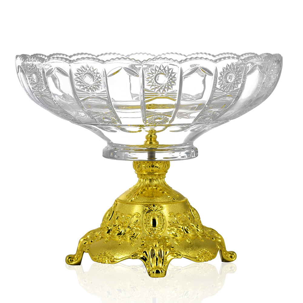European-style light luxury sunflower fruit plate, cross-border exclusive creative high-legged fruit plate decoration, golden fruit plate for living room Item Picture
