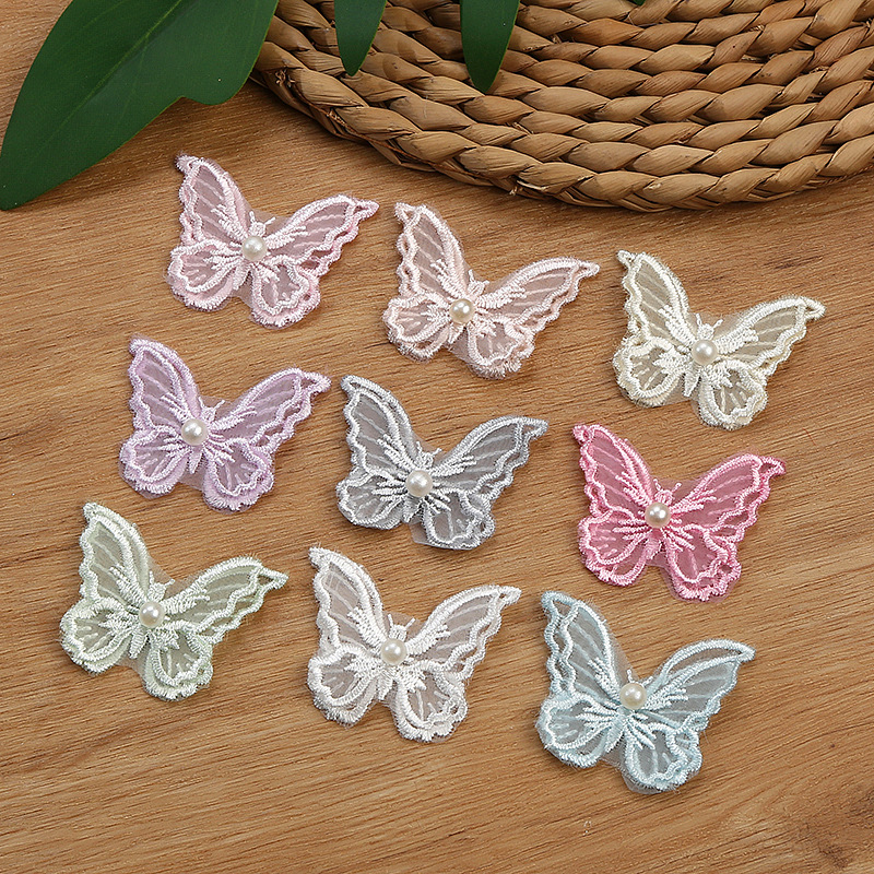 New product, single 3.5x4.8CM multi-color three-dimensional butterfly polyester lace, DIY accessories, wedding lace wholesale
