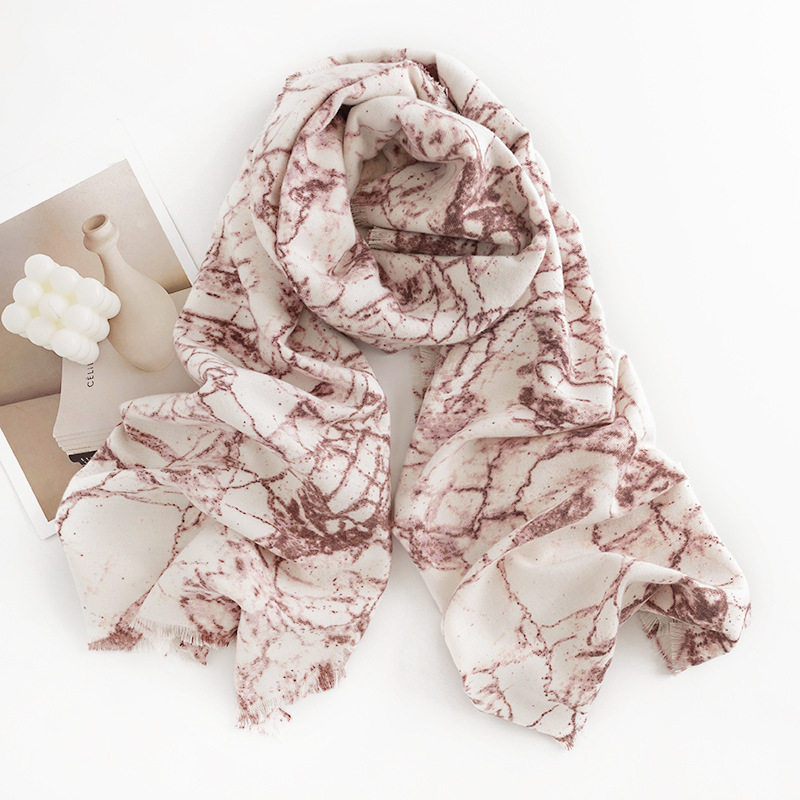 2023 New Scarf Fresh Cream Sweet Girl Style Imitation Cashmere Scarf Women's Autumn And Winter Striped Shawl Warm Neck Specification drawing