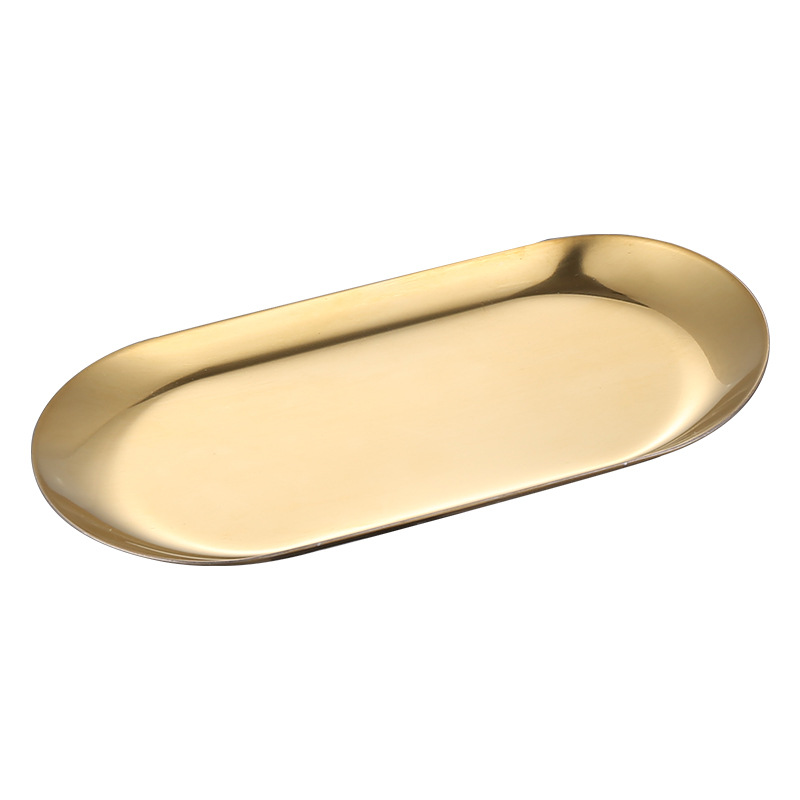 Nordic Minimalist Style Stainless Steel Gold Oval Plate Jewelry Storage Small Tray Stainless Steel Metal Storage Tray Item Picture