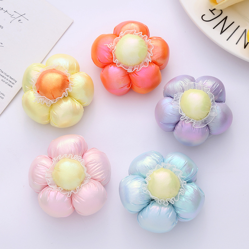 Colorful Five-Petal Flower Accessories Fake Cotton Hair Clip Hair Accessories Headband Accessories Brooch Diy Handmade Decorative Accessories Specification drawing