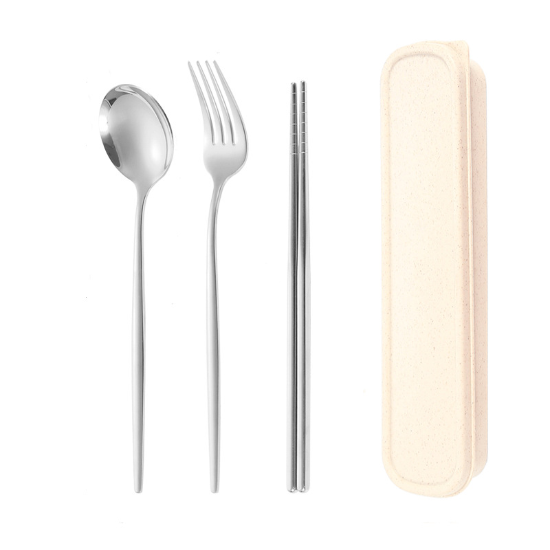 304不锈钢餐具ins勺子筷子叉子葡萄牙镀金彩色学生便携餐具套装详情图5