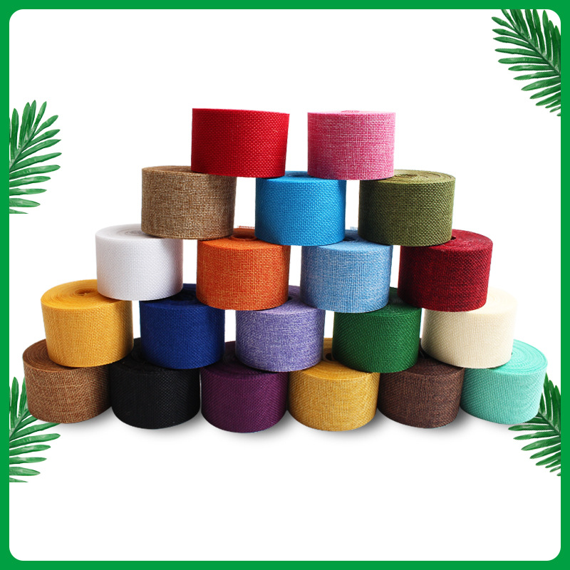 DIY faux linen webbing Christmas and wedding decorations, colorful polyester linen rolls, party decorations, bow webbing