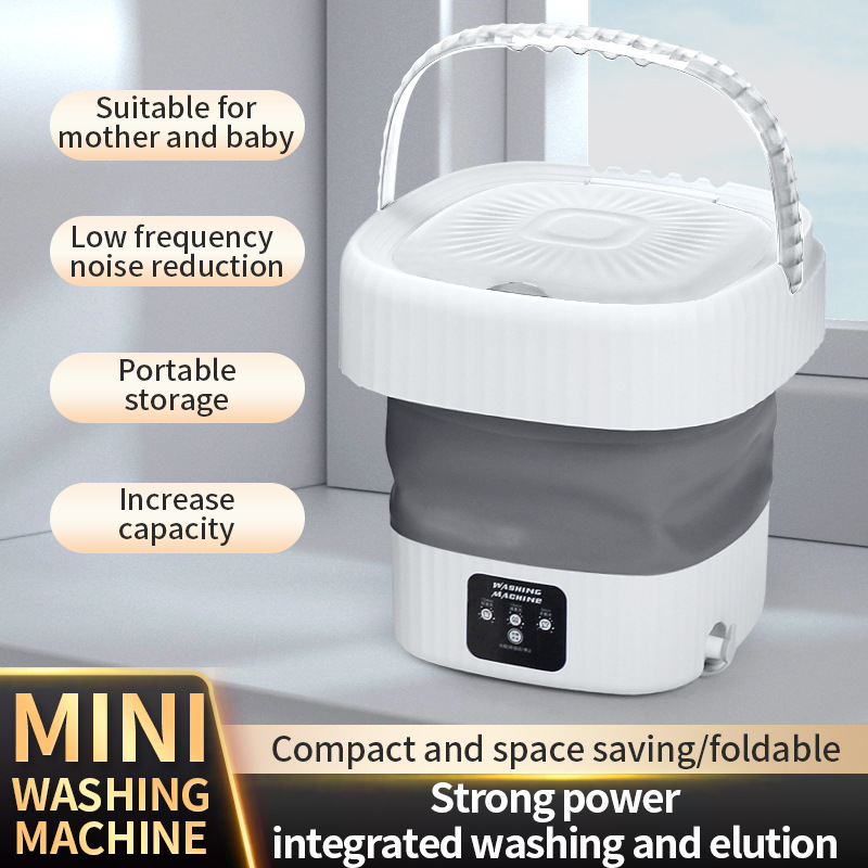 Fully automatic integrated folding washing machine, household baby and mother mini washing machine, underwear washing and extraction integrated machine details Picture