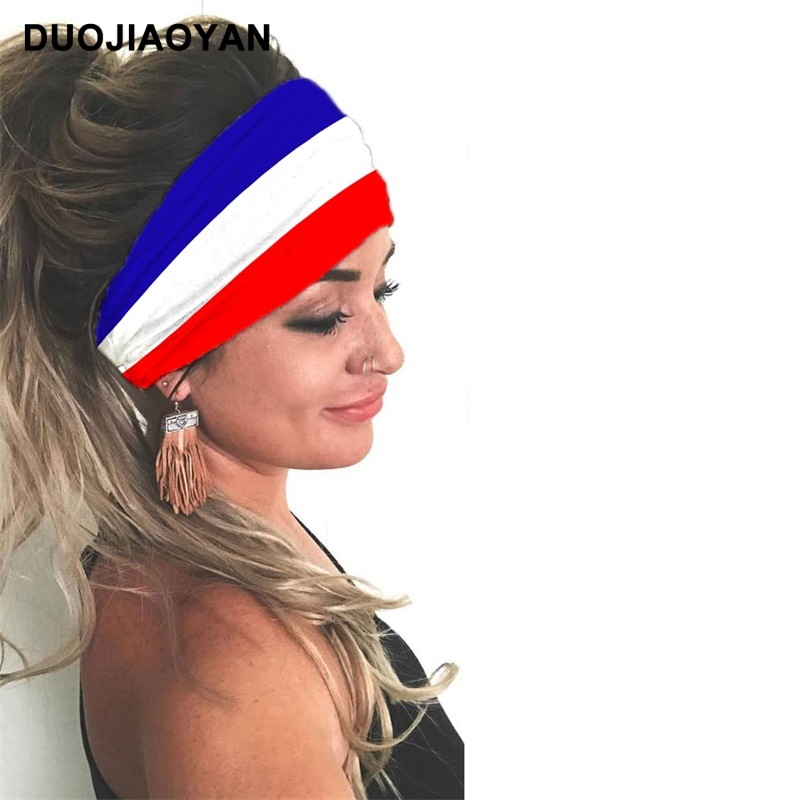 Wholesale of beautiful American flag sports headbands, European and American elastic wide-edge hair ties, fashionable headscarves and yoga headbands Specification drawing