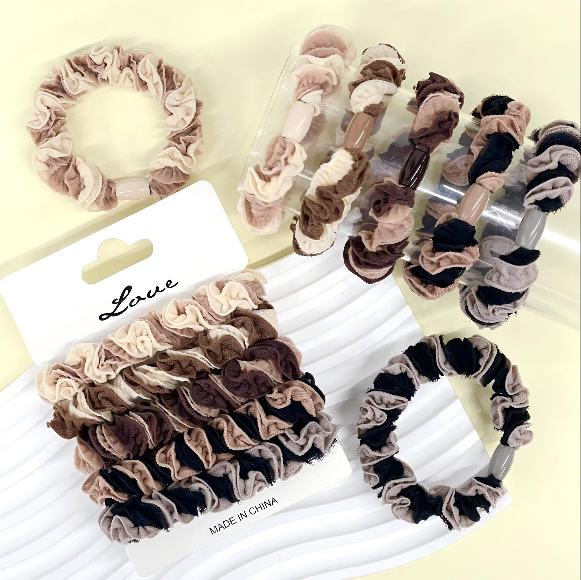 Retro checkered hair band, Korean high-end coffee-colored high-elasticity hair tie, women's tie, high-elasticity ponytail hair accessory