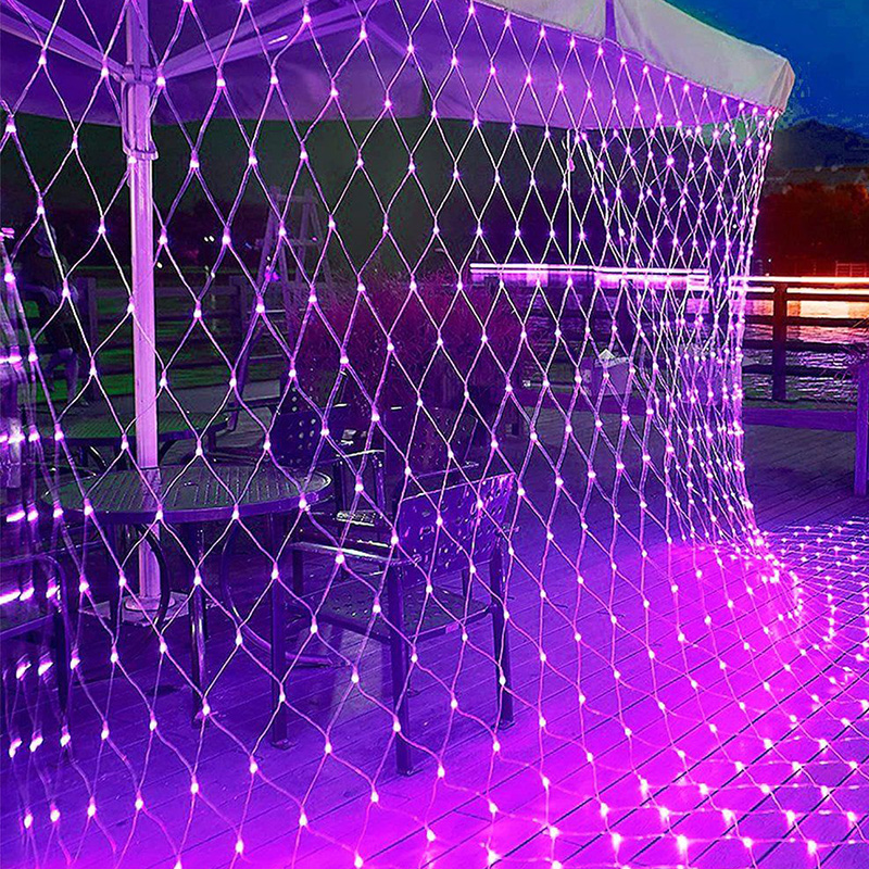 LED fishing net lights, colored lights, flashing lights, string lights, starry sky outdoor solar Christmas atmosphere lights, scene arrangement and decoration Specification drawing