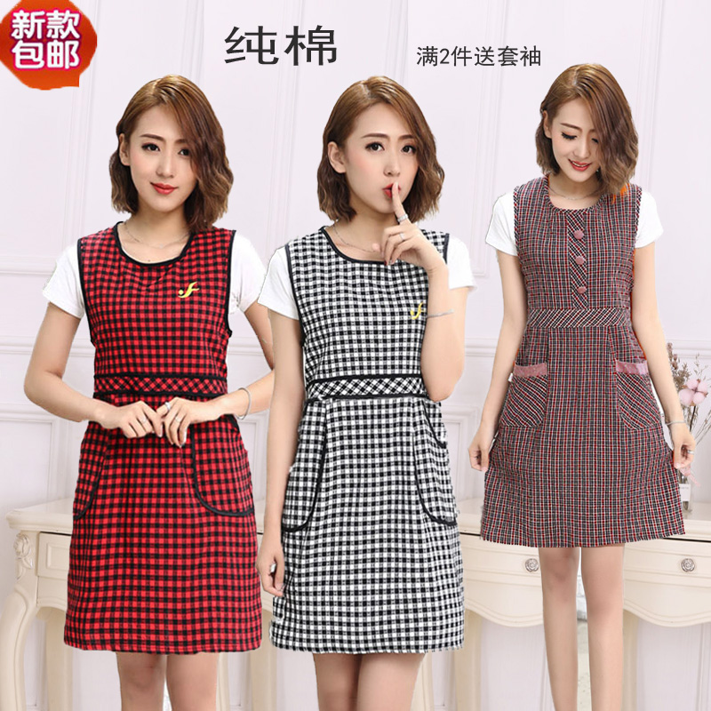 Em2o Korean Version Of New Breathable Sleeveless Apron Vest Adult Overgarment Household Kitchen Anti-Fouling Fashion Women Workers details Picture