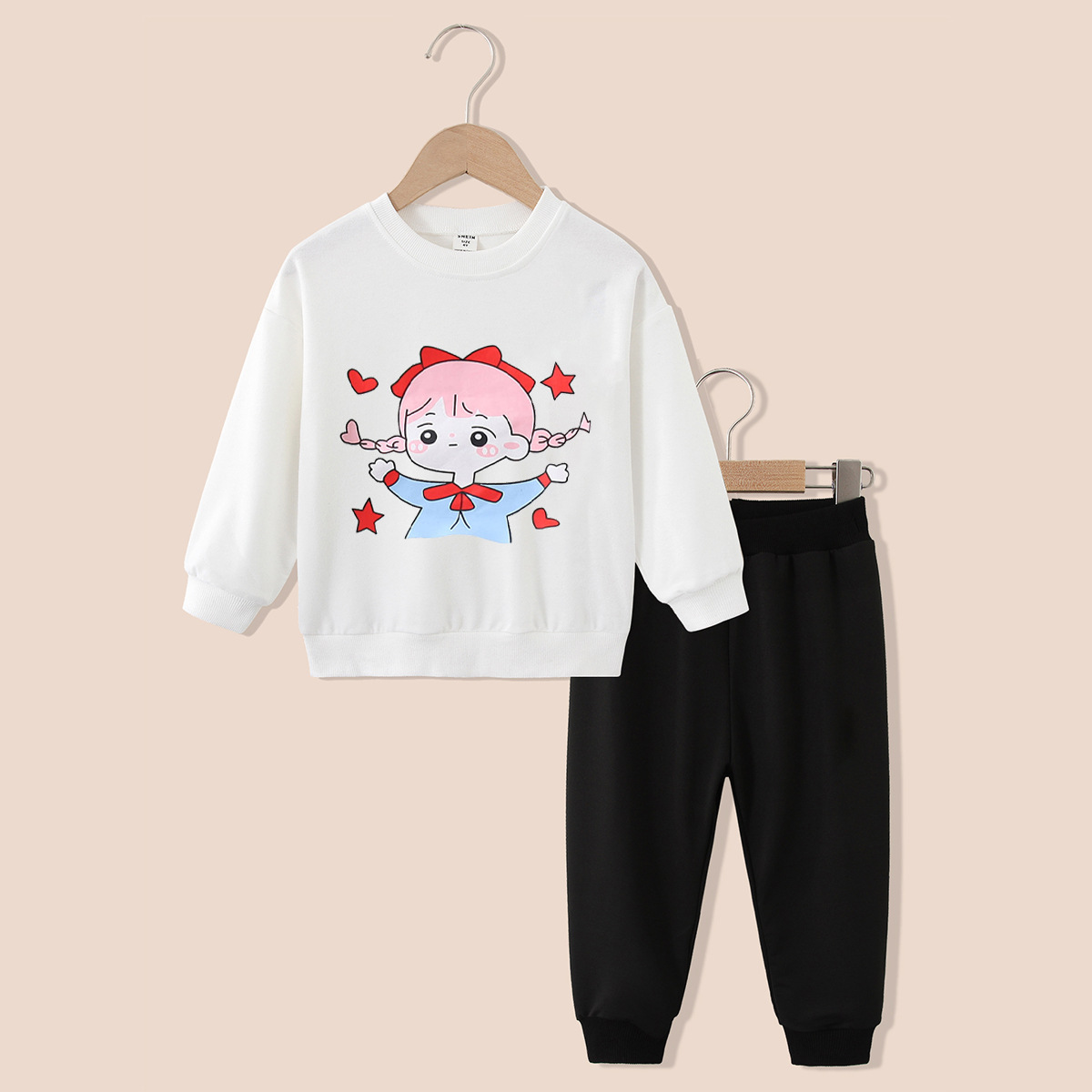 Wholesale of new Korean style spring fashionable and comfortable children's sweatshirts and sportswear sets, one-piece consignment factory details Picture