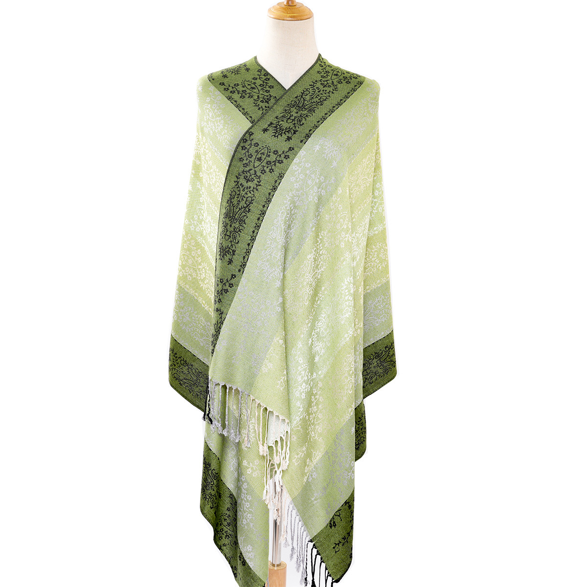Factory Direct Sales Spring And Autumn New Cashew Jacquard National Wind Short Flow Su Lady Long Scarf Shawl Dual Use details Picture
