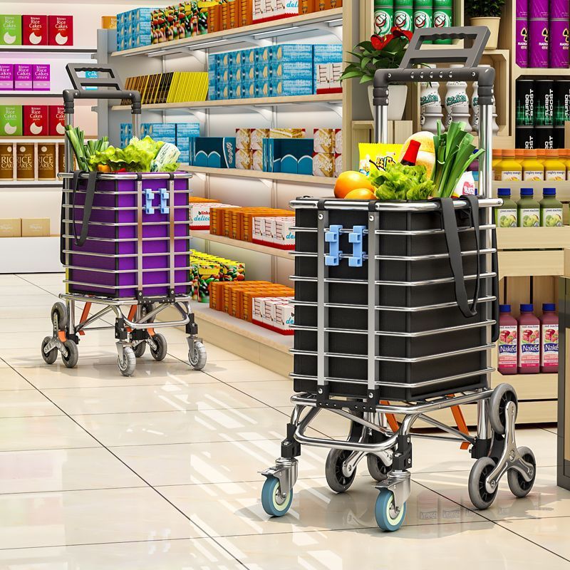 Shopping cart, grocery cart, small cart driver, cart for climbing stairs, folding portable home cart, cargo pull rod, elderly trailer Specification image