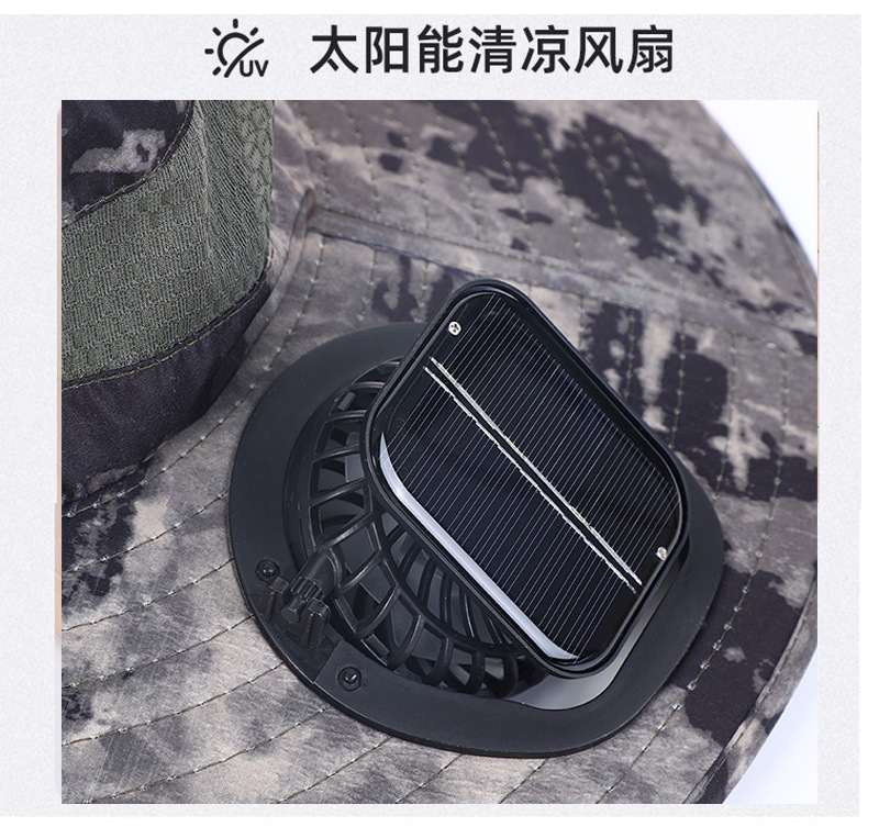 Solar-powered double-fan hats for men, summer outdoor mountain climbing and fishing sun protection hats, wide-brimmed breathable fisherman hats pic 6