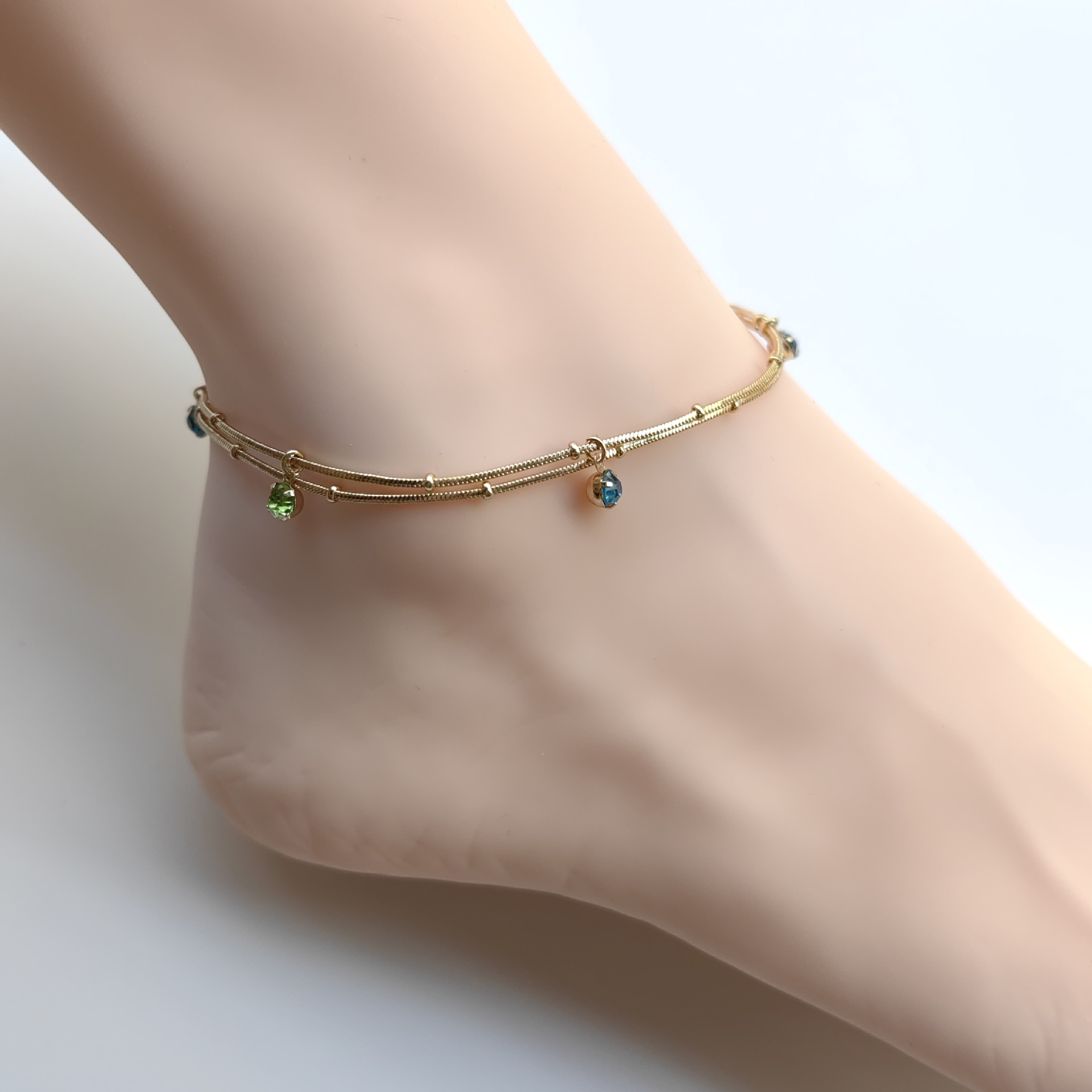 Amazon cross-border best-selling ankle bracelets, water diamond rings, full diamond circles, women's leg rings, beach accessories and jewelry wholesale details Picture