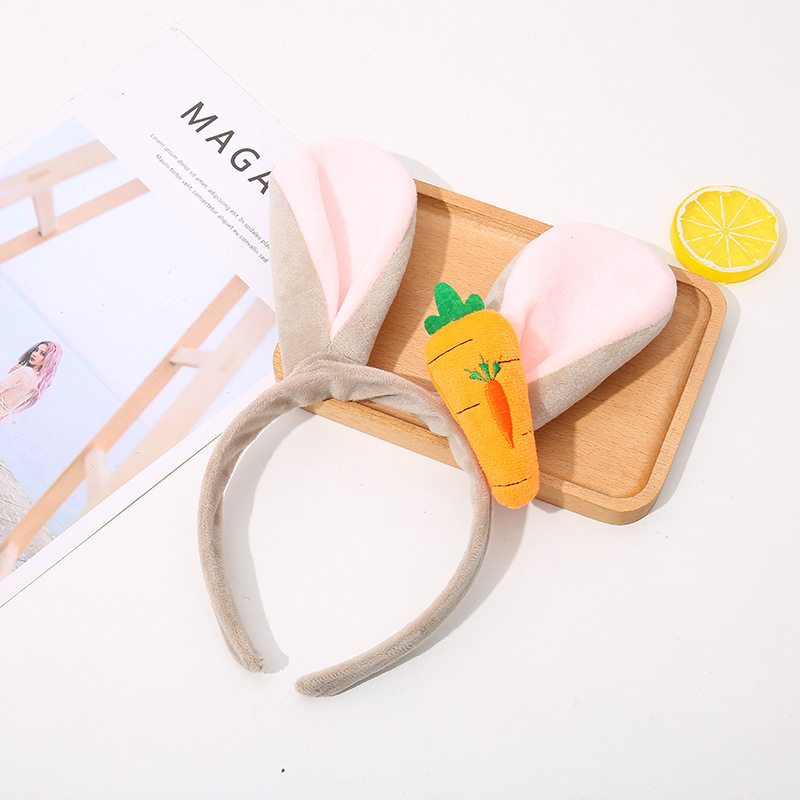 A cute plush hair band with rabbit ears and a simple hair-pressing headband featuring Japanese and Korean fashion trends. It is a versatile headwear for daily use details Picture