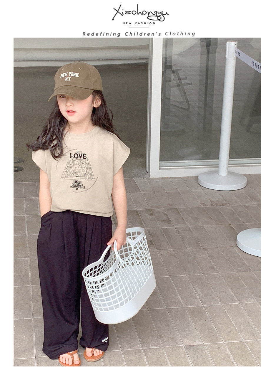 韩国童装女童短袖T恤2025夏装儿童大童夏季无袖薄款洋气棉上衣详情6