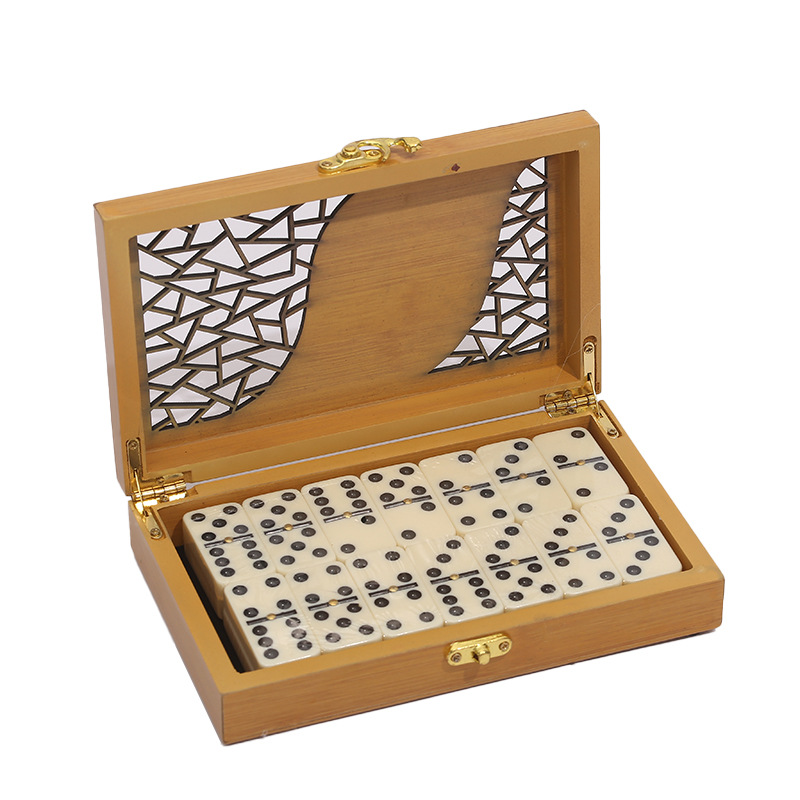 厂家批发多米诺木盒骨牌外贸款高端多米诺木盒dominoes图