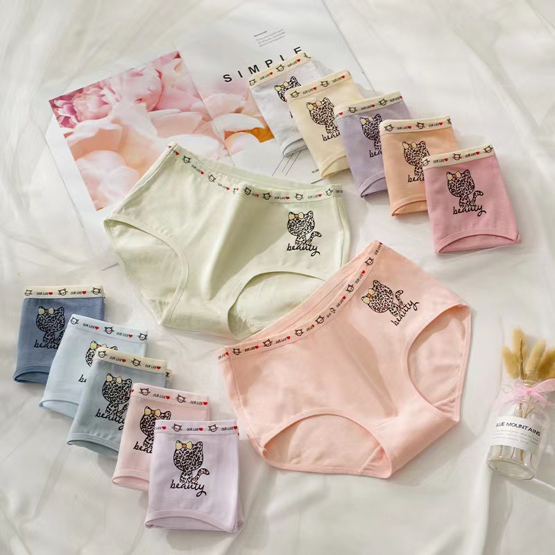 Girl's underwear cotton Japanese girl student lovely girl breathable bottom pants middle waist briefs wholesale full figure