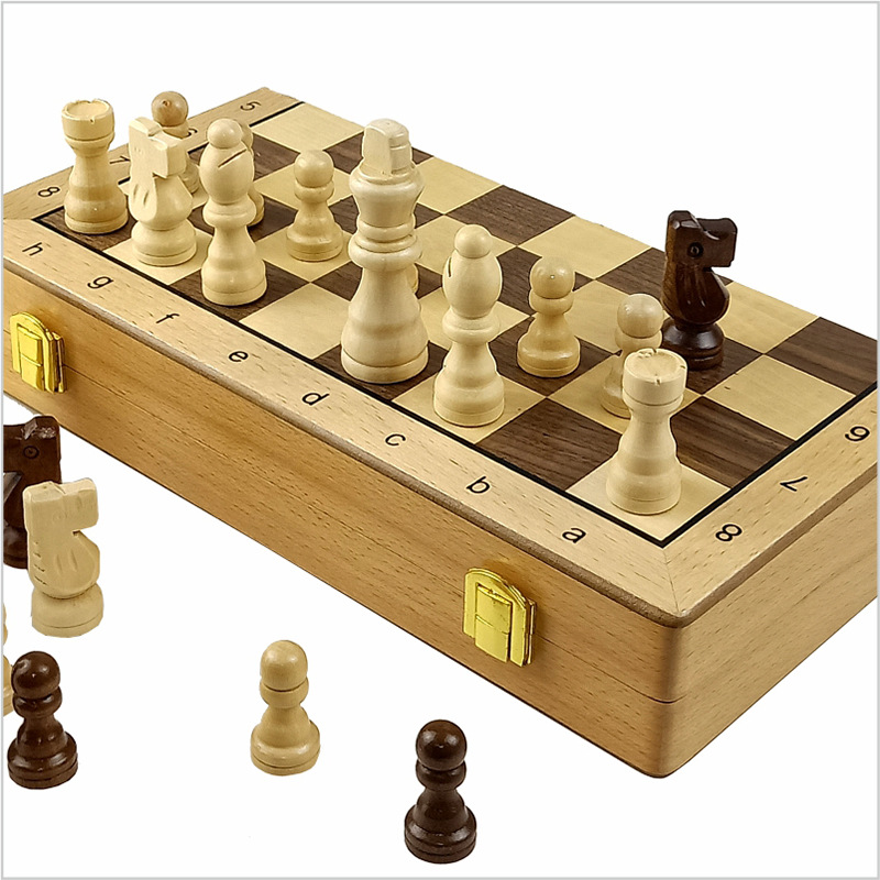 磁铁国际象棋贴皮款套装儿童木制折叠棋盘西洋棋比赛用棋