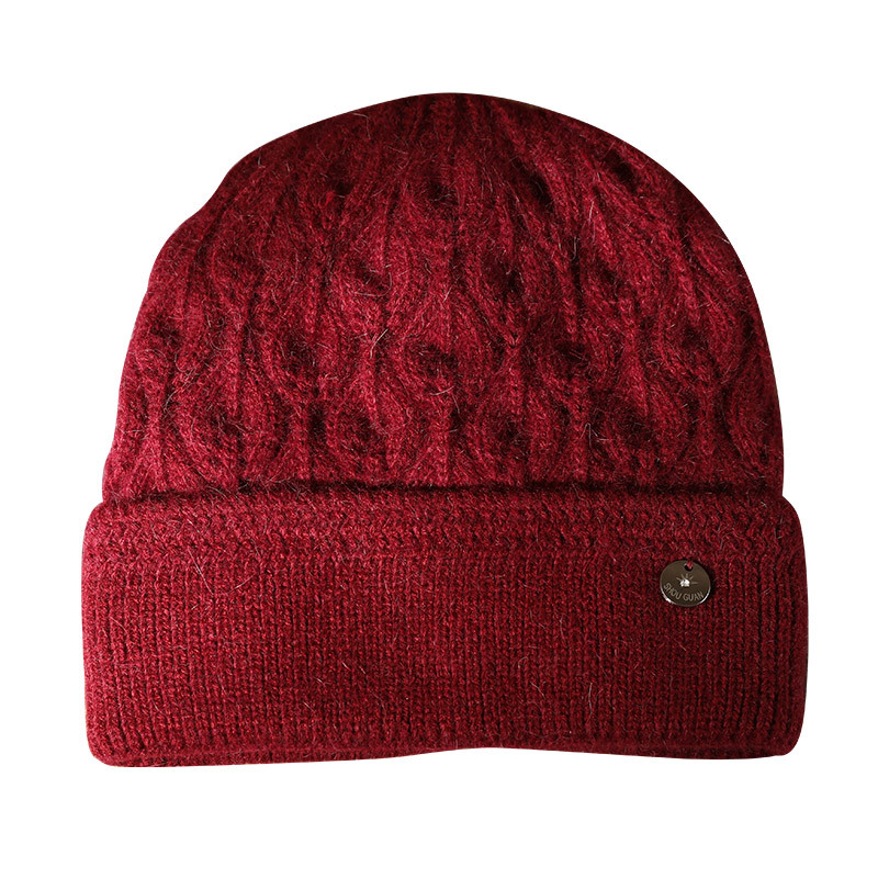 Middle-Aged And Elderly Hats For Women Autumn And Winter Warm Wool Thick Knit Hat Winter Rabbit Hair Mother Grandma Knitted Hat Item Picture