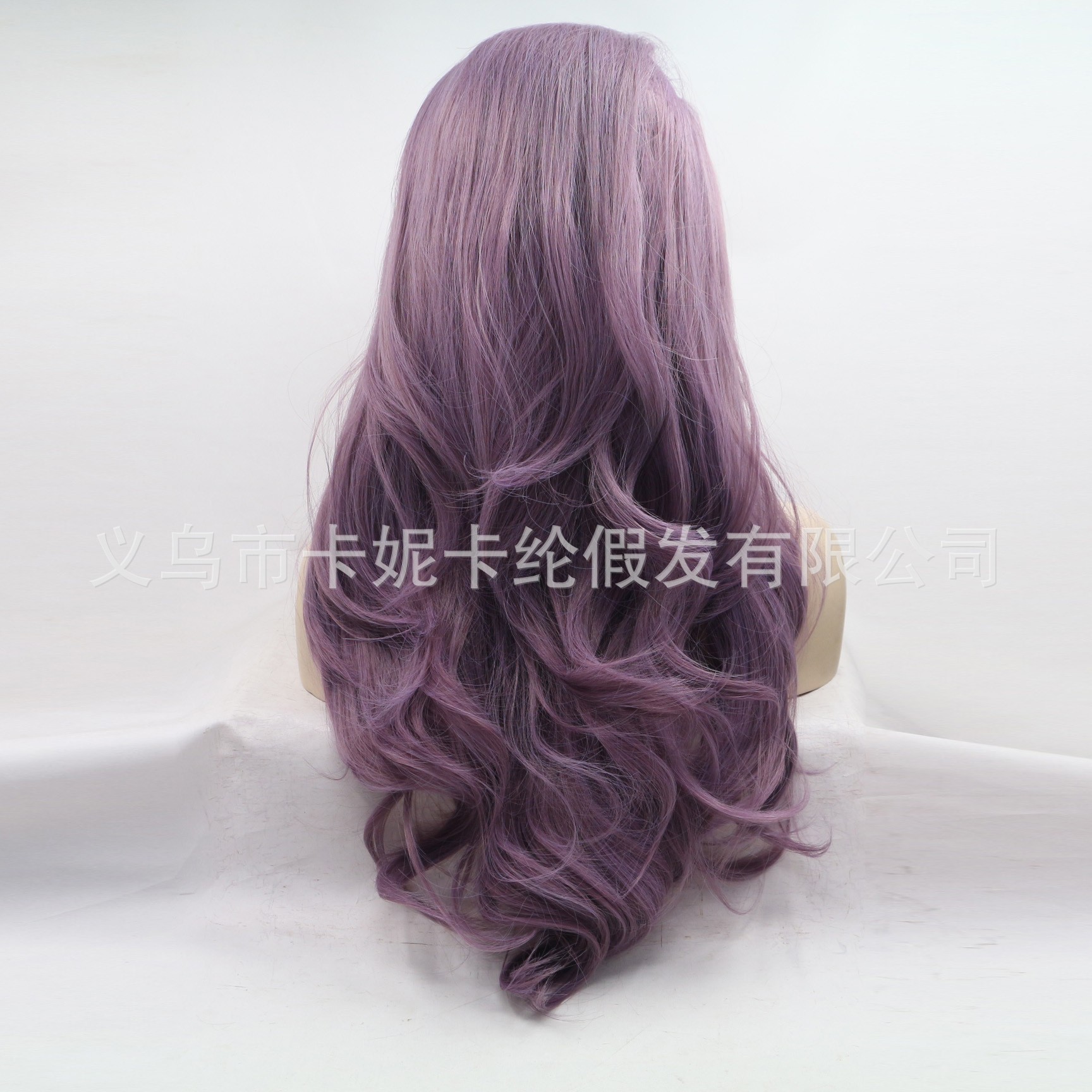 Wholesale and customization of the new cross-split purple large wave high-temperature silk front lace wig cover on cross-border Amazon details Picture