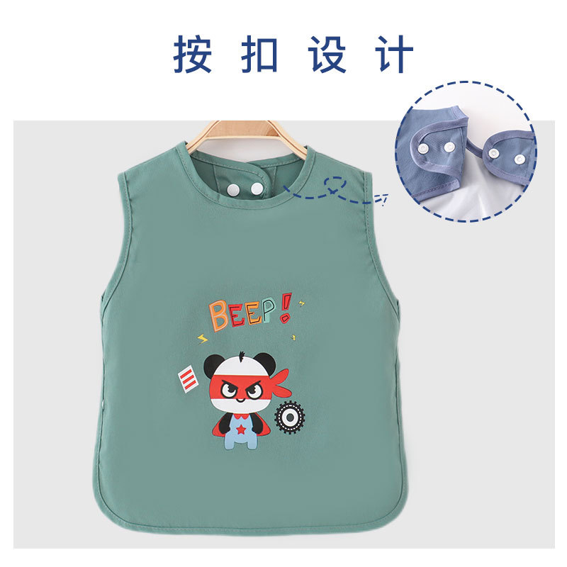 Summer children's coveralls, baby feeding bibs, waterproof and dirt-proof, sleeveless baby feeding bibs for men and women, and reversible dressing for kindergartens Specification image
