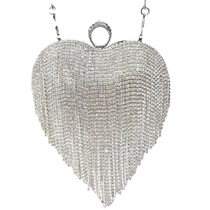 New love bag Lady tassel set diamond clutch cheongsam wedding heart dinner bag