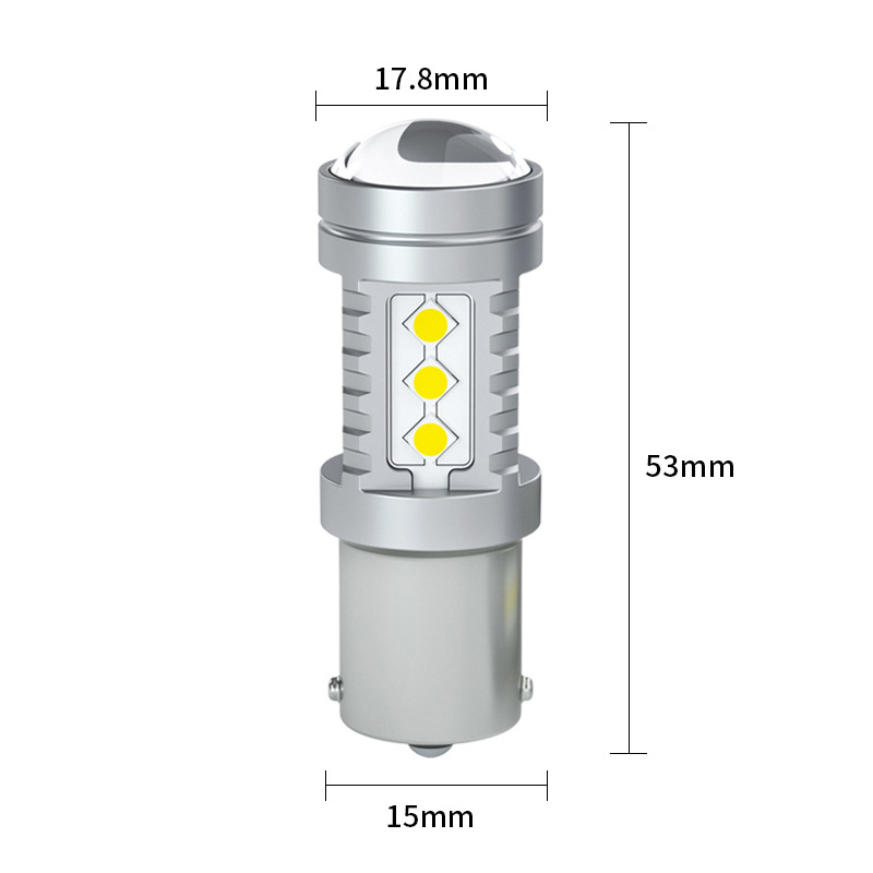 Wheat 7.5W Decoding Led Turn Signal 1156/1157 With Hd Lens Aero-Grade Cooling Aluminum Parts Specification drawing