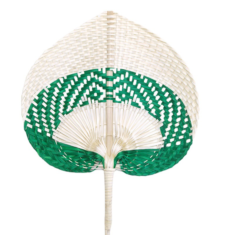 Factory Direct Sales Bamboo Woven Big Pu Leaf Fan Summer Pure Hand-Woven Fan Dance Fan Hand Fan To Cool Pu Grass Fan Item Picture
