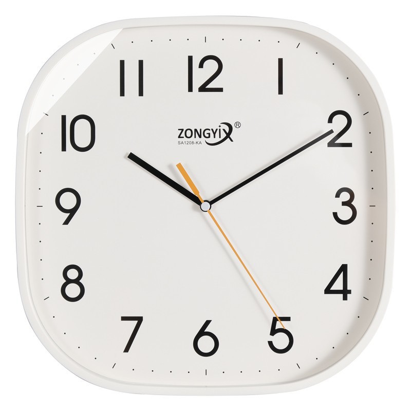 不锈钢挂钟/钟表/挂钟/LED墙钟/木钟白底实物图