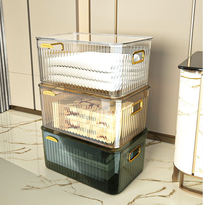 Covered transparent storage box, a convenient household storage and organization box Specification drawing