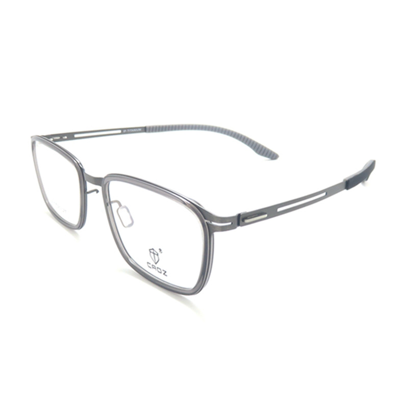 9676方形镜架男士商务眼镜框纯钛架超轻弹性腿无螺丝镜架近视镜详情图3
