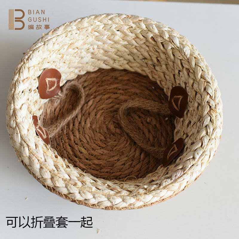 Creative Nordic Rattan Woven Grass Woven Flower Pot Folding Basket Home Green Plant Pot Floor Decoration Storage Basket Application Scenario