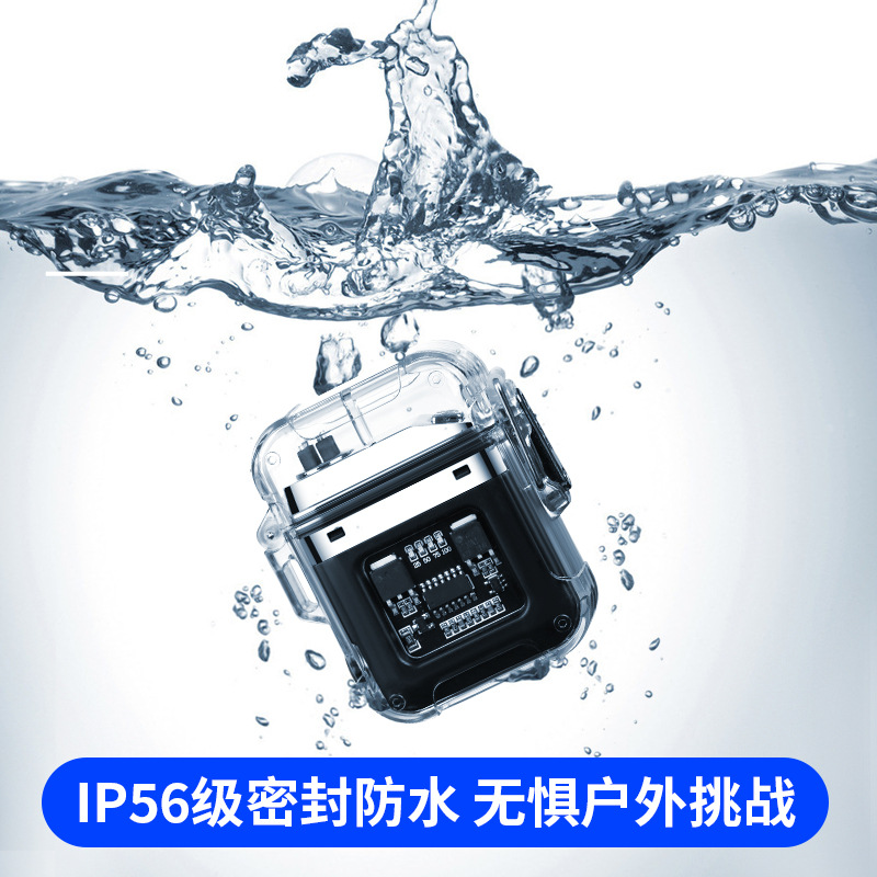 New Rechargeable Double Arc Lighter Windproof Lighting Transparent Shell Sealed Waterproof Electronic Pulse Lighter With Hand Gift Application Scenario