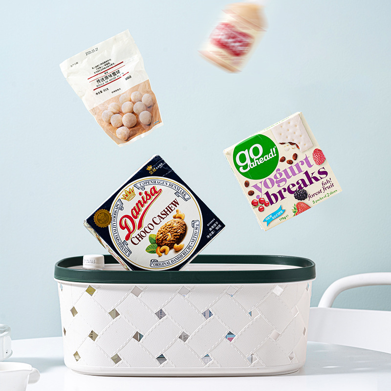 Imitation Leather Pattern Oval Storage Basket Plastic Desktop Snack Storage Box Sundry Storage Frame Storage Basket Bath Basket Specification drawing