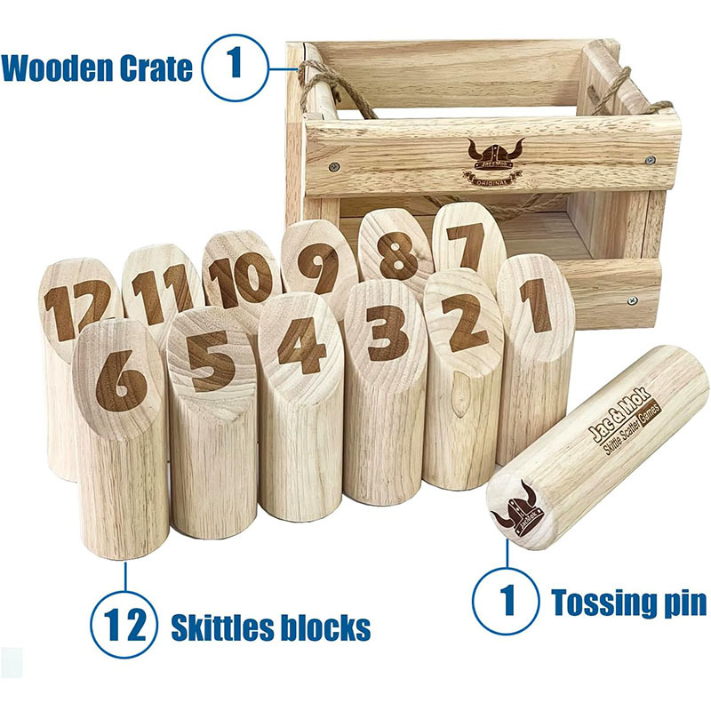 Cross-Border Kubb Skittle Scatter Smite Numbers Wooden Finnish Post Throwing Game