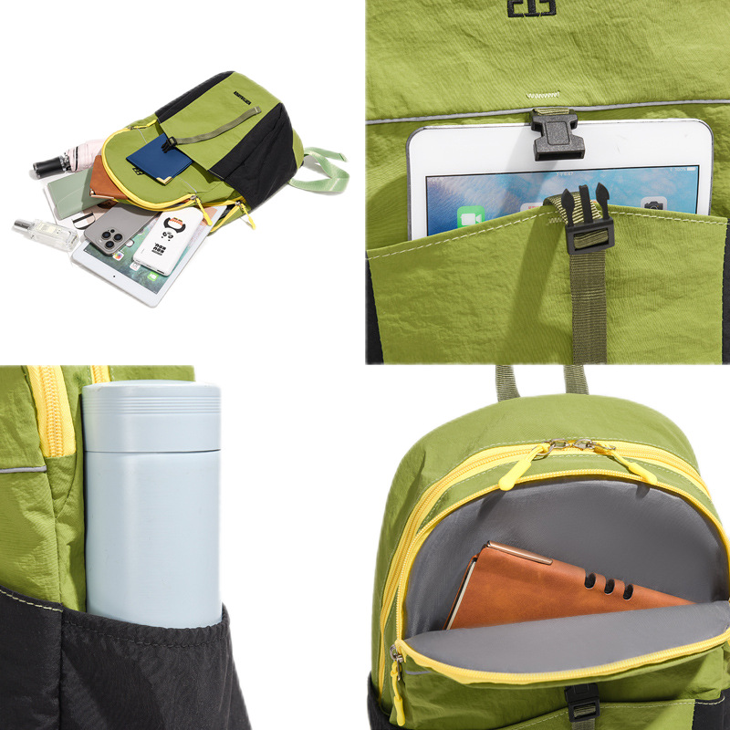 Spring new lightweight, color-blocking washed Oxford fabric travel backpack, casual backpack, small travel backpack Specification image