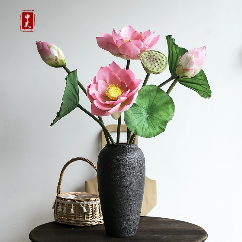 仿真绿植荷花假花客厅绢花摆件装饰莲花diy插花仿真花花束批发