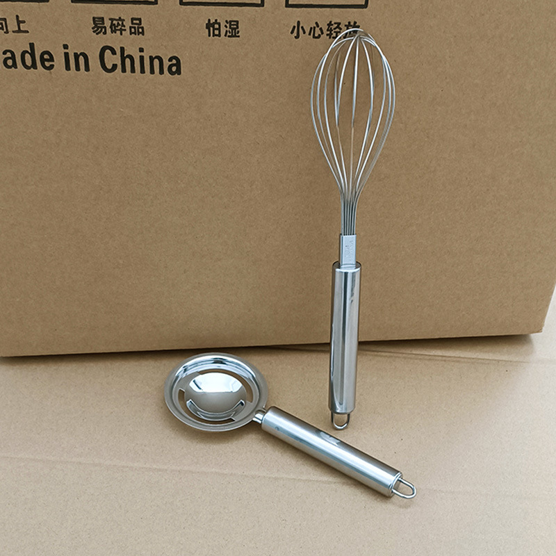 Stainless steel whisk Egg white separator Simple baking utensils Household egg cream mixer Factory direct Specification drawing