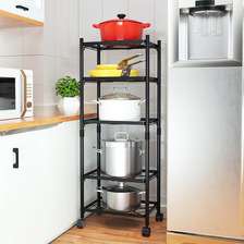 黑色多层厨房收纳锅架  创意落地可旋转厨房置物架子批发Pot Rack