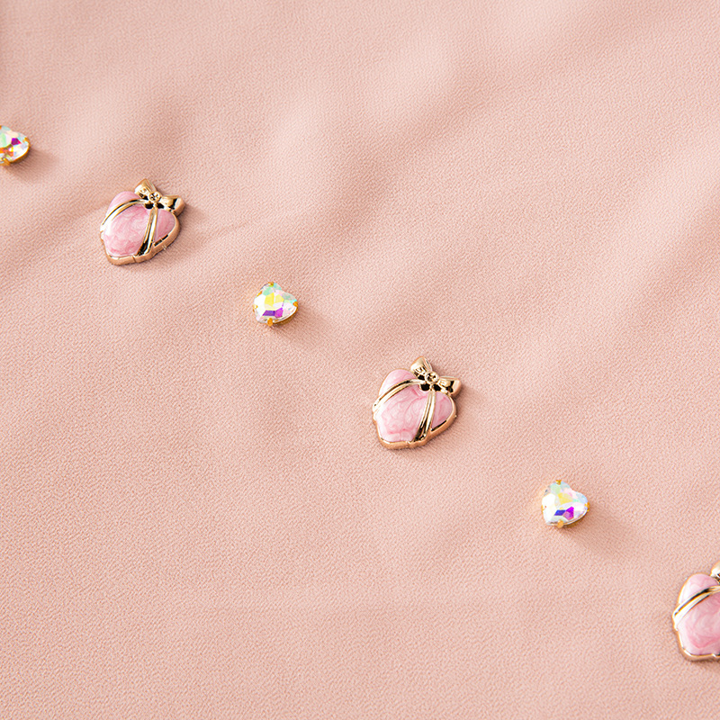 Live Hair Of The New Pearl Chiffon Small Fresh Sweet Peach Heart Scarf Tubai Hui Gauze Scarf 90Cm Square Item Picture