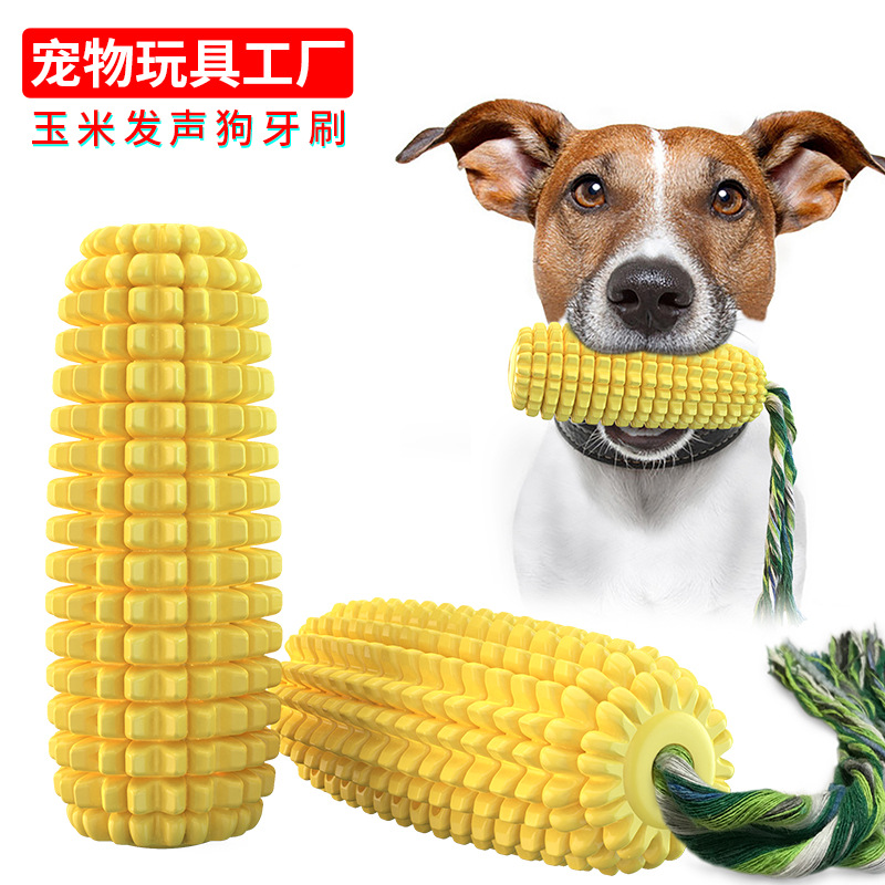 Pet supply factory wholesale company sells Amazon corn sound grinding stick dog toothbrush dog toy details Picture