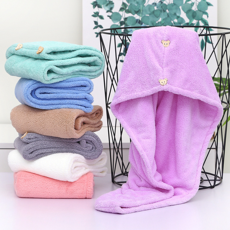 【 Chi Jia 】 Thickened double-layer single-layer dry hair cap, quick-drying microfiber, water-absorbing thickened soft coral fleece